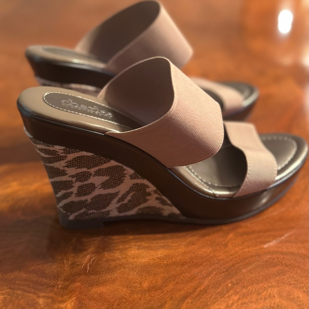 Charles by charles david with metallic animal print wedge. Worn once.
